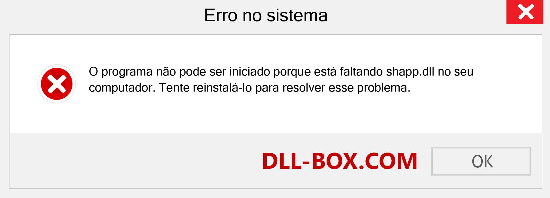 Arquivo shapp.dll ausente ?. Download para Windows 7, 8, 10 - Correção de erro ausente shapp dll no Windows, fotos, imagens